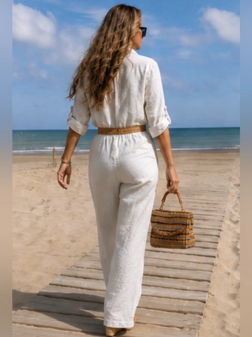 Zara White Linen Button-Front Jumpsuit Exactly as pictured ❤️